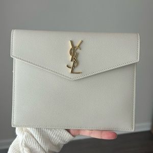 YSL Uptown Pouch in Vintage White